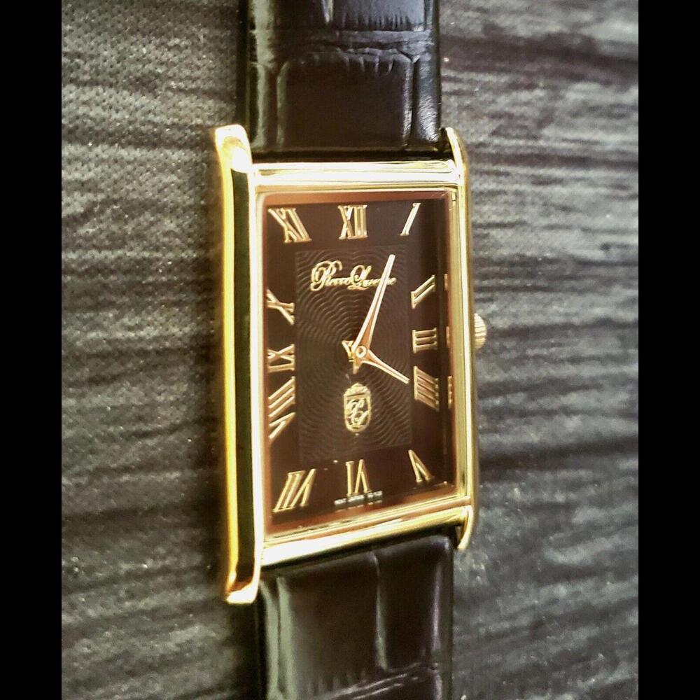 Authentic Pierre Lucerne Slim Quartz‎ Mens Ebony Tank Watch - Picture 6 of 11